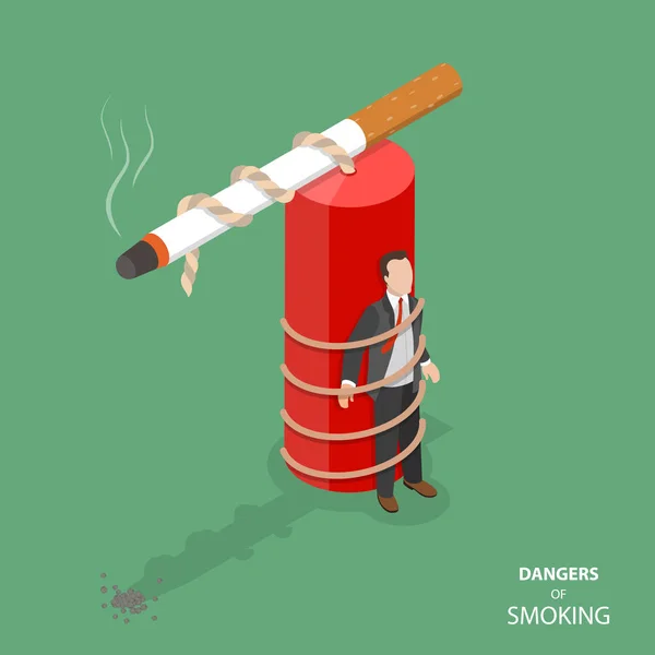 Stock vector Danger of smoking flat isometric vector concept