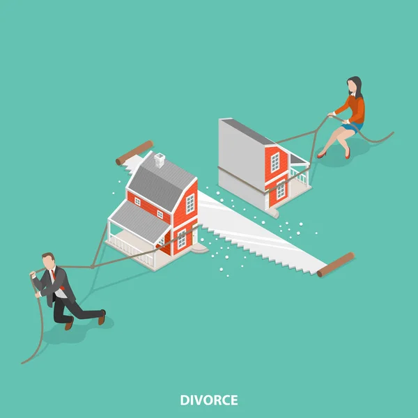 Divorce flat isometric vector concept. — Stock Vector