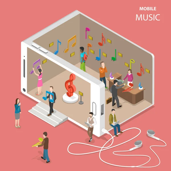 Mobile cloud music service flat isometric vector. Royalty Free Stock Illustrations