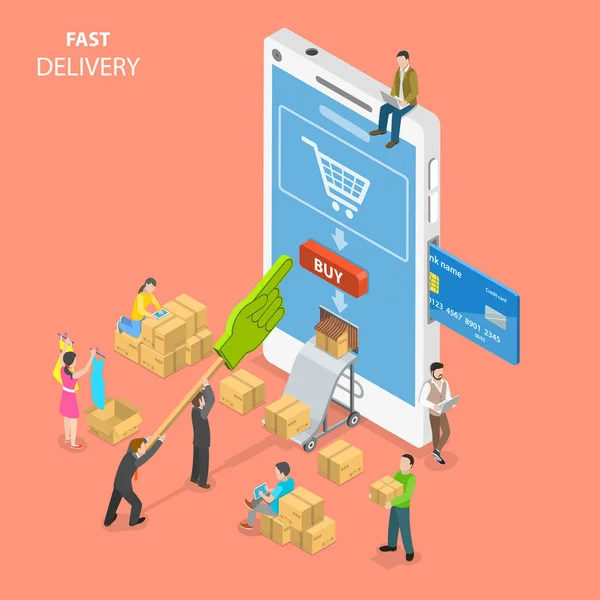 Fast delivery flat isometric vector concept. — Stock Vector