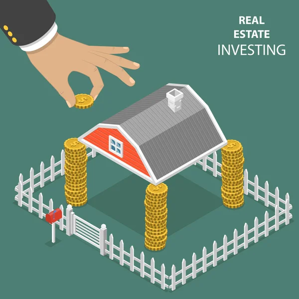 Real estate investice plochá izometrické vektor. — Stockový vektor