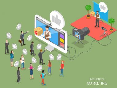 Influencer marketing flat isometric vector concept clipart