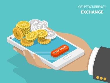 Cryptocurrency Döviz düz izometrik vektör kavramı.