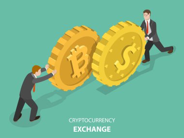 Cryptocurrency Döviz düz izometrik vektör.