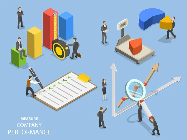 Benchmarking empresarial vetor isométrico plano . —  Vetores de Stock