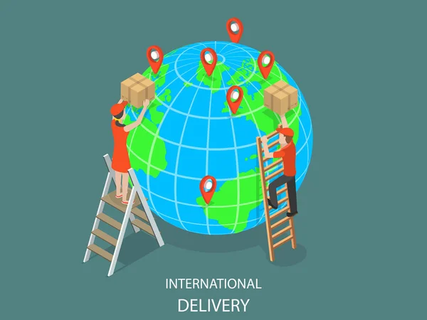 International delivery flat isometric vector. — Stock Vector