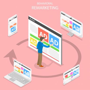 Remarketing flat isometric vector concept. clipart