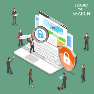 Secure web search flat isometric vector. clipart