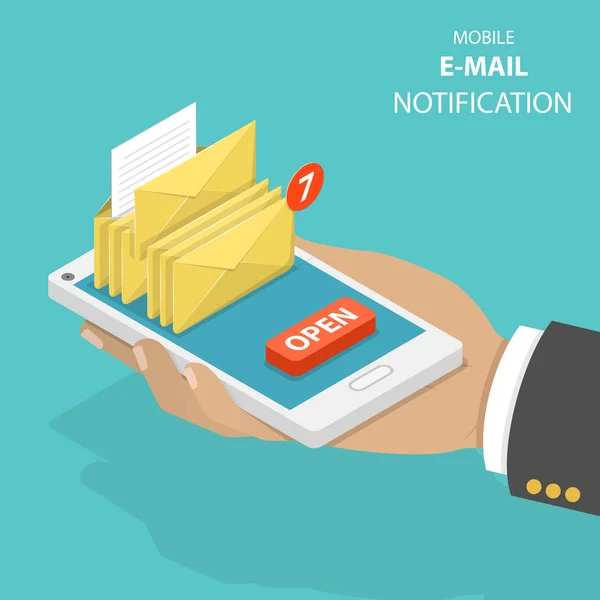 Email notification flat isometric vector concept. — Stock Vector