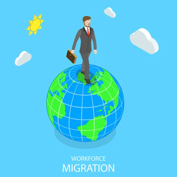 Μετανάστευση εργατικού δυναμικού επίπεδη ισομετρική διάνυσμα έννοια. — Διανυσματικό Αρχείο