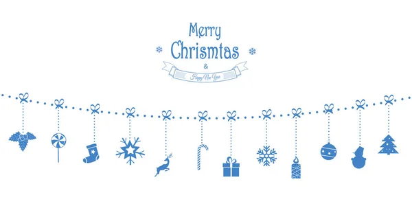 Composición vectorial de Navidad. Guirnalda de iconos navideños. Para tarjeta de felicitación . — Vector de stock