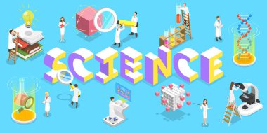 Vektör Düz Bilimsel Araştırmanın Isometric Kavramı.