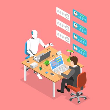 Flat isometric vector concept of chatbot, ai, artificial intelligence. clipart