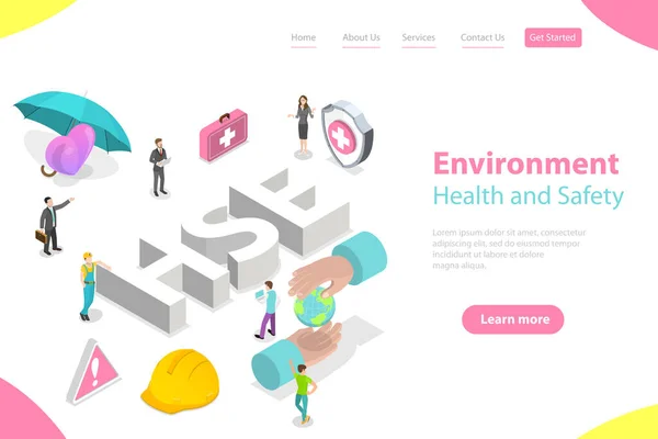 Isometric Flat Vector Landing Page Concept of HSE.. — Stock Vector