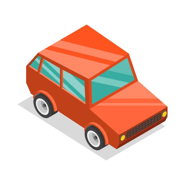 3D Isometric Flat Vector Concept of Cartoon Car. — Stock Vector