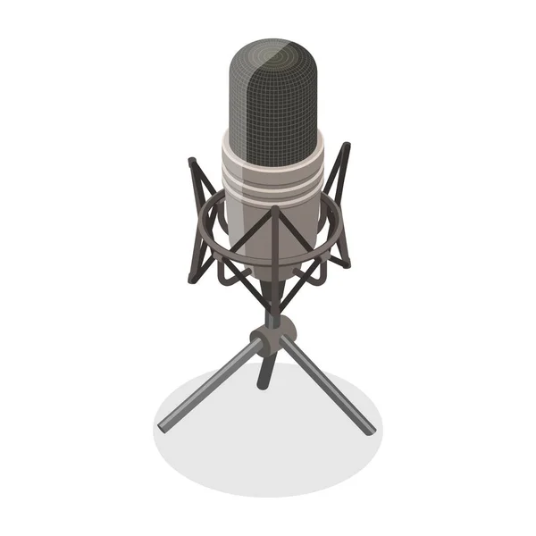 3D Isometric Flat Vector Concept of Microphone — Stock Vector