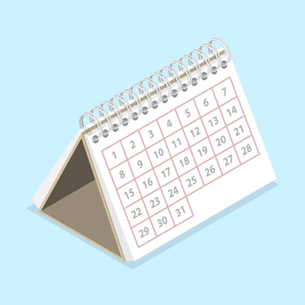 Conceito de vetor plano isométrico 3D do calendário — Vetor de Stock