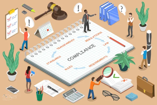 Regulatory Compliance Flat Isometric Vector Konzeptuelle Illustration. — Stockvektor