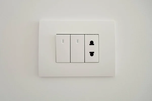 Switch White Color Led Illumination Combined Standard Socket — Stock Photo, Image