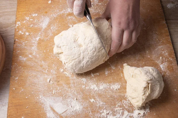 Female Hands Mixing Dough Home Kitchen — Stock Photo, Image