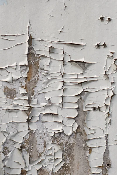 Viejo Blanco Fuertemente Agrietado Pintura Sobre Una Superficie Madera Fondo — Foto de Stock