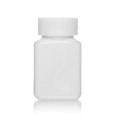 Beyaz arka plan üzerinde izole beyaz tıp şişe
