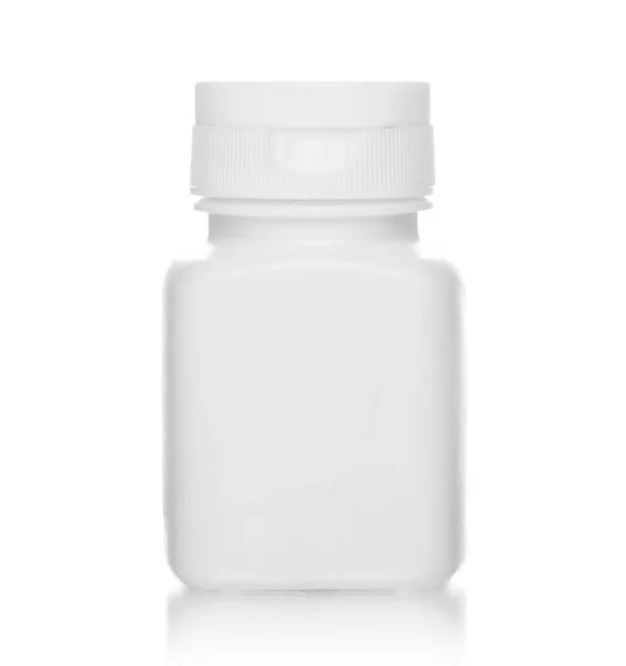Botella Médica Blanca Aislada Sobre Fondo Blanco — Foto de Stock