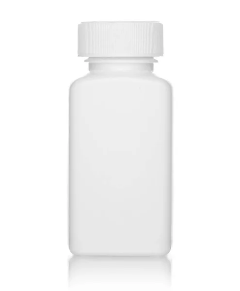 Botella Médica Blanca Aislada Sobre Fondo Blanco — Foto de Stock