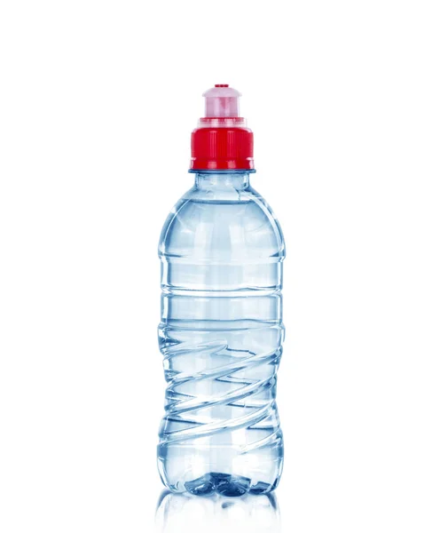 Küçük su şişesi, üzerinde beyaz izole