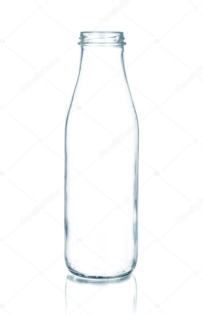 Glass milk bottle isolated on white 