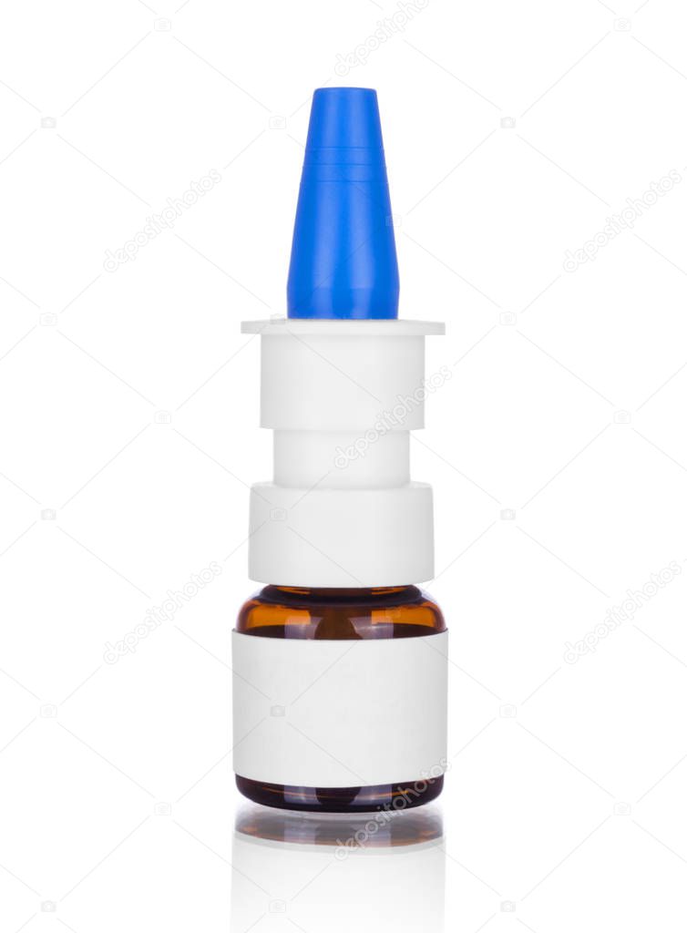 A bottle of nose drops isolated on a white