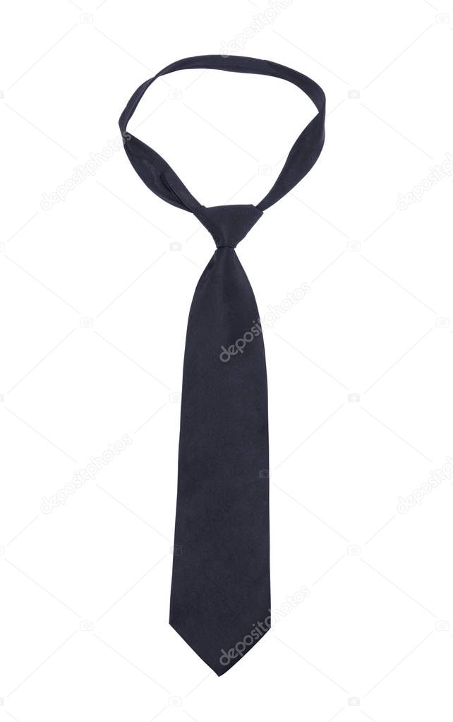 Black necktie on white background 