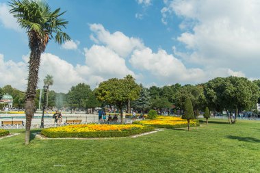 Istanbul / Turkey - July 6, 2019 : Hagia Sophia on a sunny summer day, Istanbul, Turkey