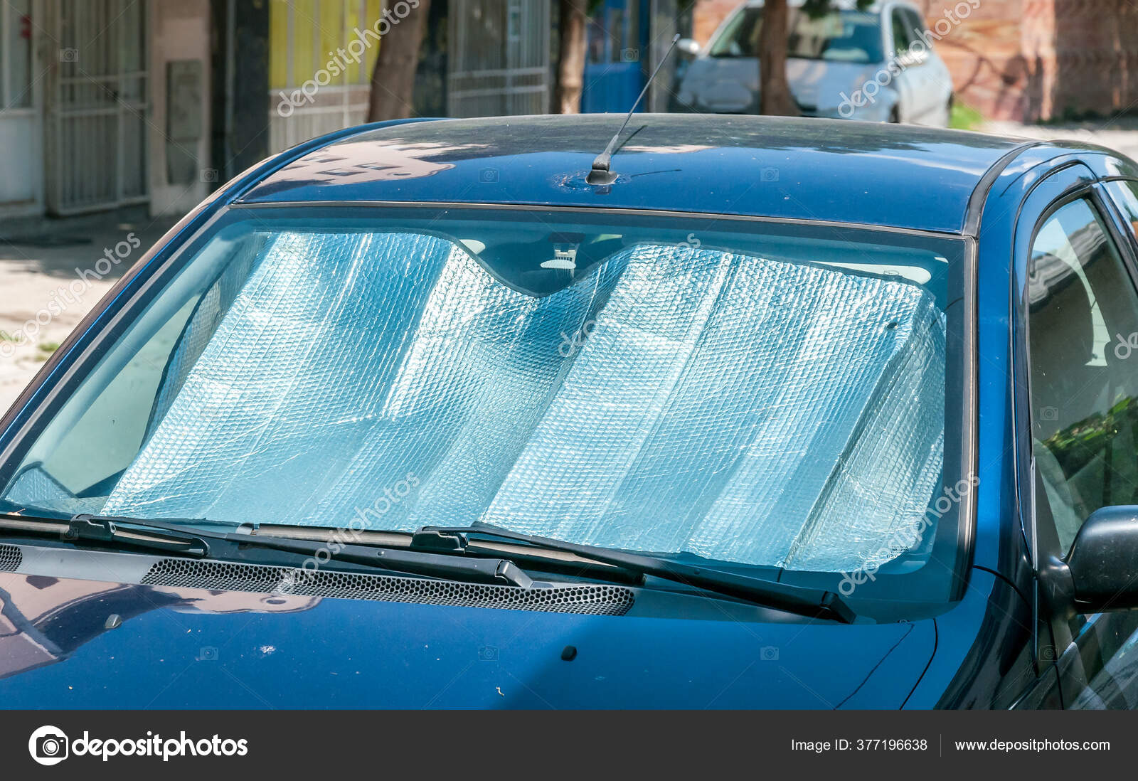 Sun Reflector Windscreen Windshield Protection Car Plastic Indoor Panel Direct Stock Photo by