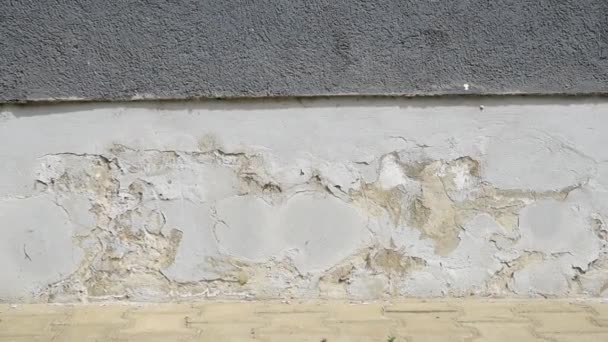 Mauvais Fondement Sur Vieille Maison Bâtiment Mur Façade Plâtre Fissuré — Video