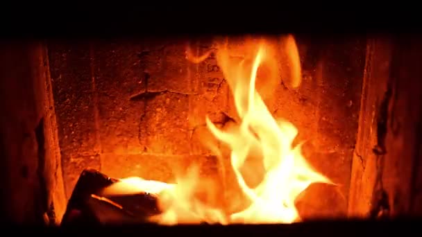 Maderas Ardientes Fuego Caliente Panadería Con Llamas Naranjas Amarillas Con — Vídeo de stock