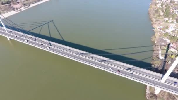 Вид Воздуха Мост Свободы Сербский Самый Слободский Нови Саде Сербия — стоковое видео