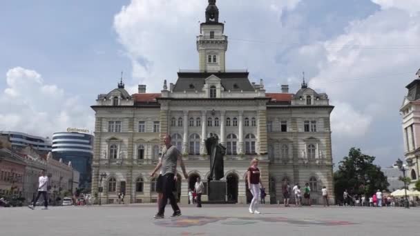 Novi Sad Serbien Juni 2019 Timelapse Stadens Centrum Med Människor — Stockvideo