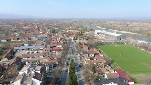 Pequena Aldeia Agrícola Moderna Sérvia Varvarin Centro Sérvia Vista Aérea — Vídeo de Stock
