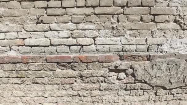 Bad Foundations Old House Cracked Plaster Facade Wall Brick Background — Stock Video