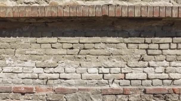 Bad Foundations Old House Cracked Plaster Facade Wall Brick Background — Stock Video