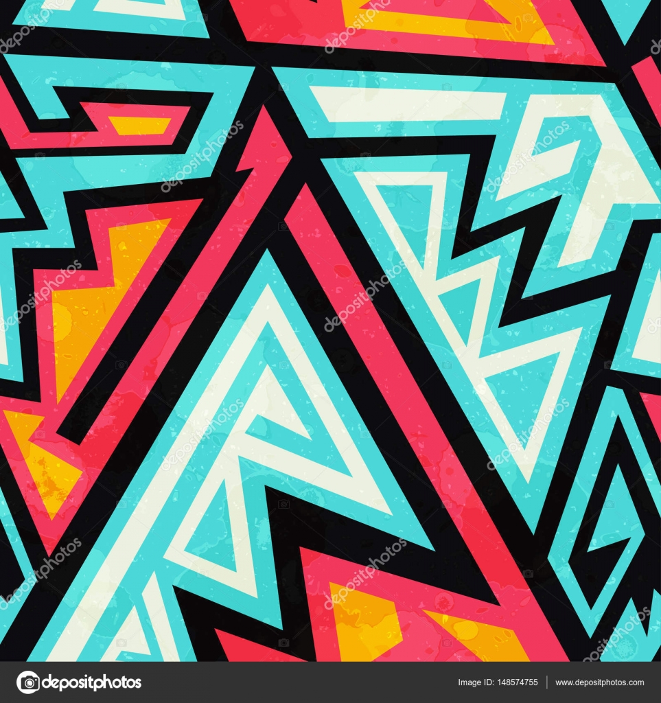 Graffiti geometrisches nahtloses Muster — Stockvektor ...