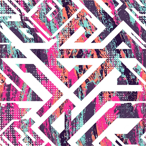 Patrón geométrico rosa con efecto grunge — Archivo Imágenes Vectoriales