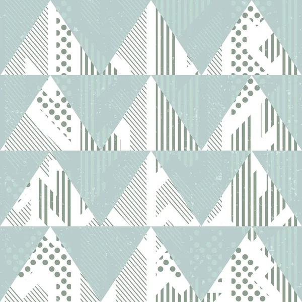 Blaue Dreiecke. nahtloses Muster mit Grunge-Effekt — Stockvektor
