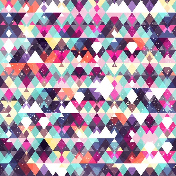 Triangle seamless pattern. Grunge effect — Stock Vector