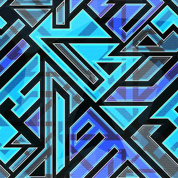 Blå tekniska sömlösa mönster — Stock vektor