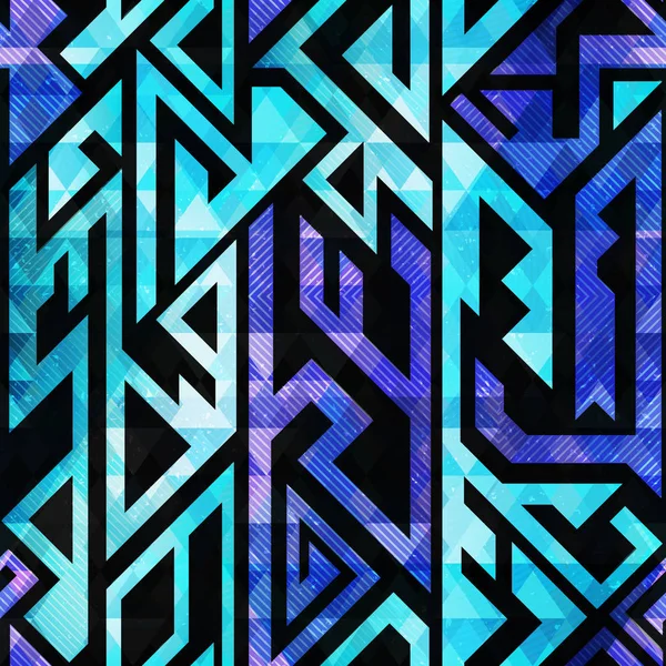 Motif géométrique tribal bleu sans couture — Image vectorielle