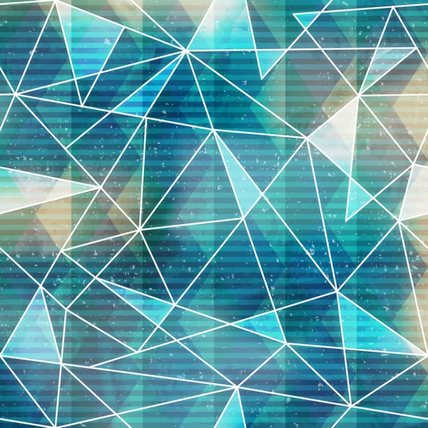 グランジ効果と青色の三角形のシームレスなパターン — ストックベクタ