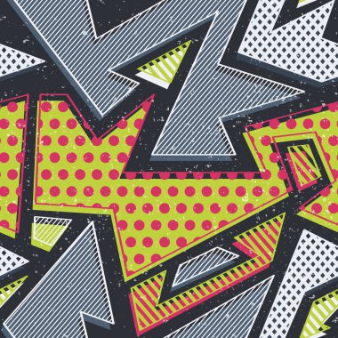 Retro geometrik seamless modeli grunge etkisi ile