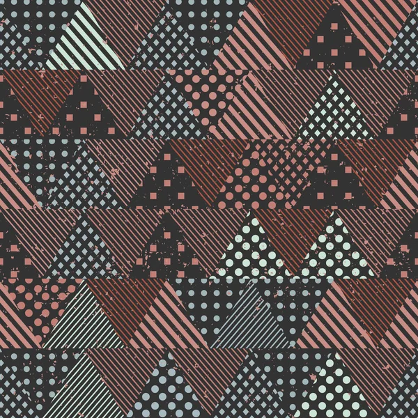 レトロな三角形布効果とシームレスなパターン — ストックベクタ